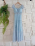 Summer Chiffon Drawstring Neckline Long Maxi Dress